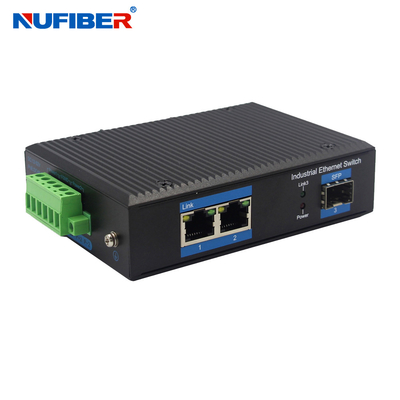 Interruptor Ethernet SFP industrial Gigabit 3 puertos 1.25G SFP a 2 puertos RJ45 SFP Convertidor de medios DC24V