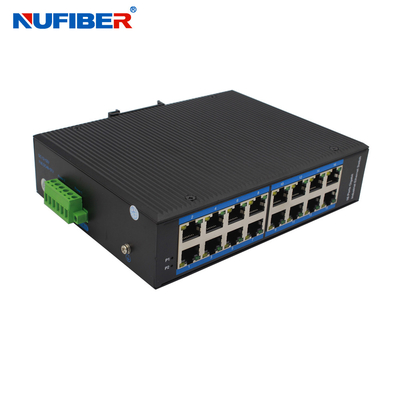 Din Rail Mount Industrial Gigabit Ethernet Switch 16 10/100/1000Mbps RJ45 Puertos Convertidor de medios DC10 ~ 52V