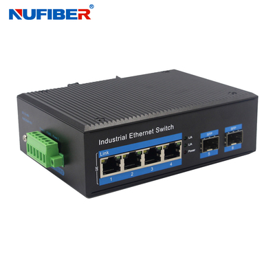 Din Rail Mount Gigabit 2 SFP 4 puertos UTP Industrial SFP Ethernet Switch DC24V para el exterior