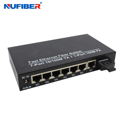 el 10/100M 7 interruptor de fibra óptica dual de Ethernet de la fibra SM 1310nm 20km del puerto portuario de la fibra rj45+1