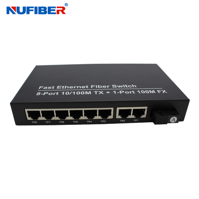 Interruptor del puerto Rj45 del interruptor DC5V 2A 8 de Ethernet de la fibra del solo modo de la FCC
