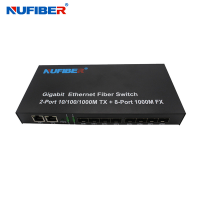 el 10/100/1000M 8 medios convertidor de SFP+2 Rj45 del puerto de la fibra óptica del interruptor portuario de Ethernet