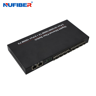 el 10/100/1000M 8 medios convertidor de SFP+2 Rj45 del puerto de la fibra óptica del interruptor portuario de Ethernet