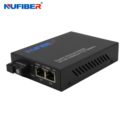 el interruptor de red de 2port Gigabit Ethernet con la fibra vira el pequeño consumo de energía hacia el lado de babor