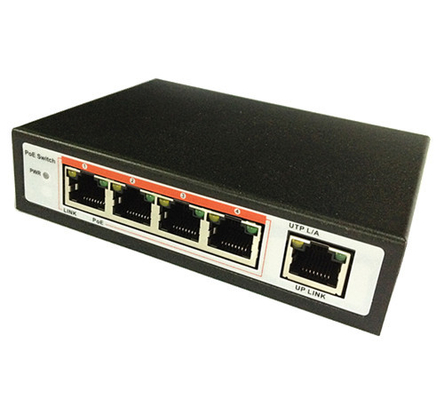 4 interruptor portuario de Ethernet del interruptor 48VDC del POE de la fibra del POE 1