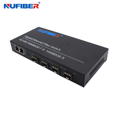 4 interruptor de Gigabit Ethernet del puerto del 1000M To 2 SFP con la caja del hierro