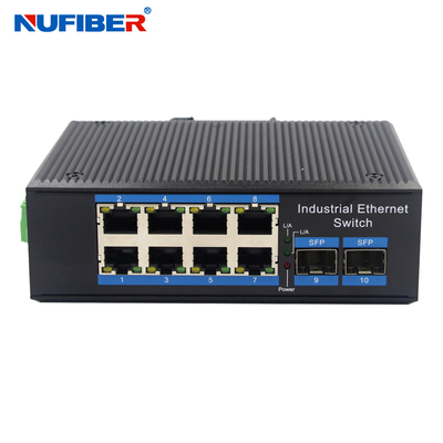 Conmutador de red industrial POE de 8 puertos 2SFP 10/100/1000Mbps Full Gigabit Ethernet