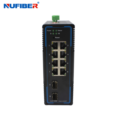 Soporte manejado grado industrial 24V del carril del dinar de la ranura de UTP 2 SFP del interruptor 8 de Ethernet