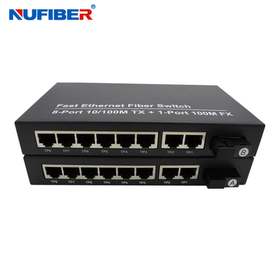 Interruptor del puerto Rj45 del interruptor DC5V 2A 8 de Ethernet de la fibra del solo modo de la FCC