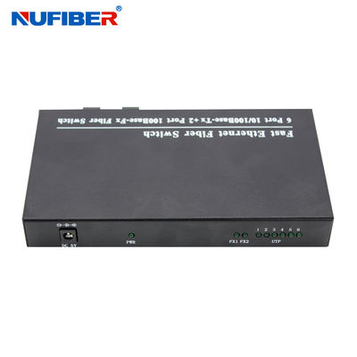 el 10/100M 6 interruptor de fibra óptica dual de Ethernet de la fibra SM 1310nm 20km del puerto portuario de la fibra rj45+2