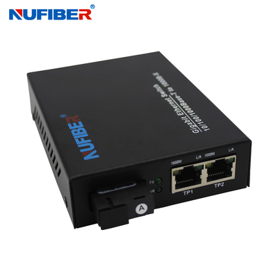 Convertidor del interruptor de Ethernet de la fibra del gigabit con el puerto de la fibra 2 Rj45 1