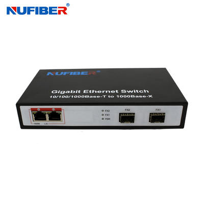 el 10/100/1000M convertidor Rj45+2 SFP del puerto de 2 medios de la fibra óptica del interruptor portuario de Ethernet