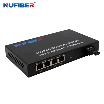 el 1000M puerto portuario de la fibra 4 Rj45+1 con el interruptor óptico dual de Ethernet de la fibra del SC 1310nm de la fibra del SM