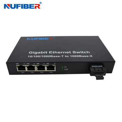 el 1000M puerto portuario de la fibra 4 Rj45+1 con el interruptor óptico dual de Ethernet de la fibra del SC 1310nm de la fibra del SM
