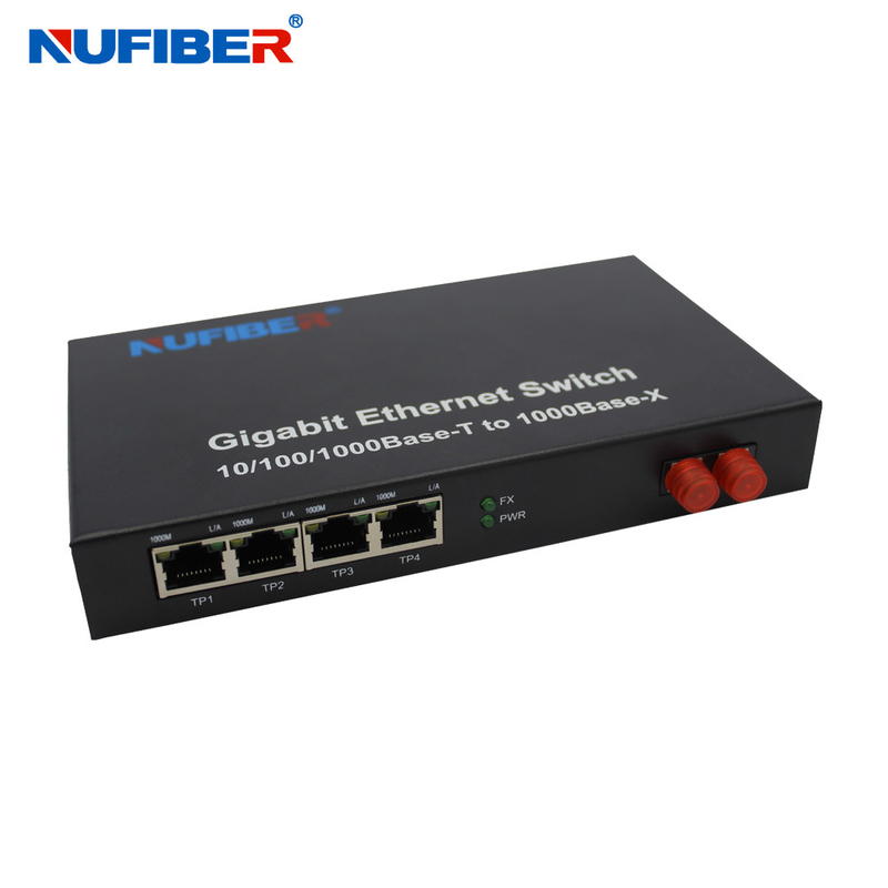 el 1000M puerto portuario de la fibra 4 Rj45+1 con el interruptor óptico dual de Ethernet de la fibra de la fibra FC 1310nm del SM