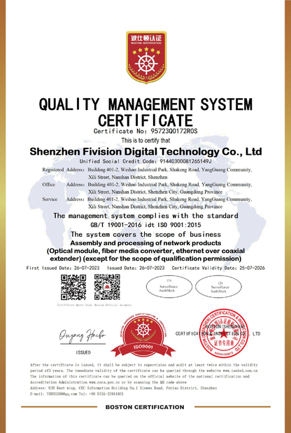 Porcelana Shenzhen Nufiber Systems Technology Co., Ltd. certificaciones